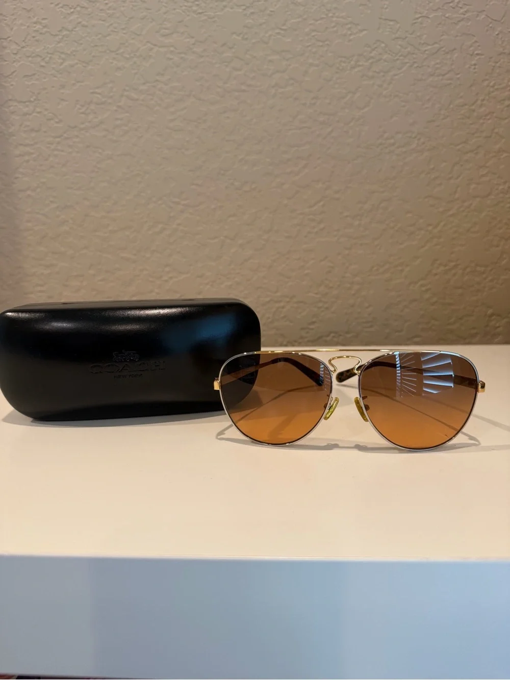 Coach Women’s Aviator Sunglasses - Gold Frame with Brown Lenses